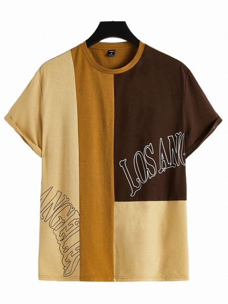 

men's t-shirts men letter graphic colorblock tee 98fs#, White;black
