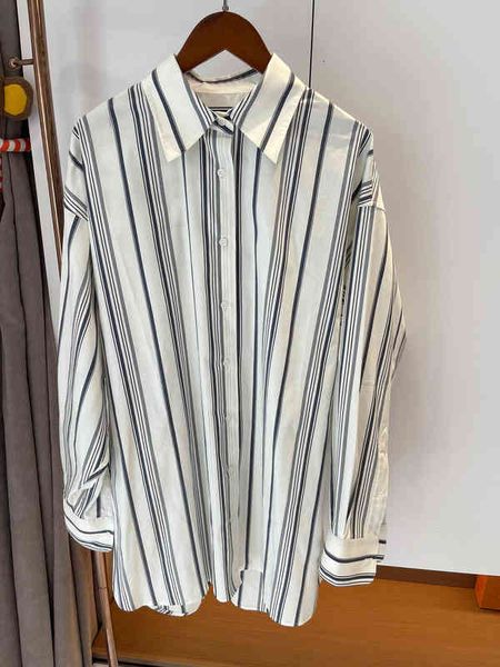 

women's blouses shirts pure original stripe silhouette long sleeve shirt pure cotton loose, White