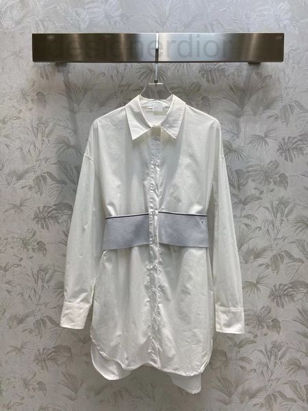 

casual dresses designer aw22 spring and summer king elastic webbing waist closing shirt style dress lapel with super perfect fg3i, Black;gray