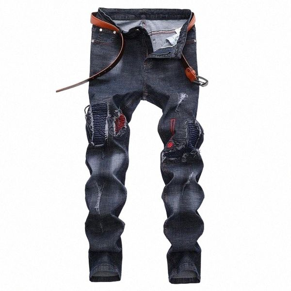 

men's jeans men's jeans 2021 men embroidery biker stretch male casual slim trouser power club hip hop cool punk clothing hombre si, Blue