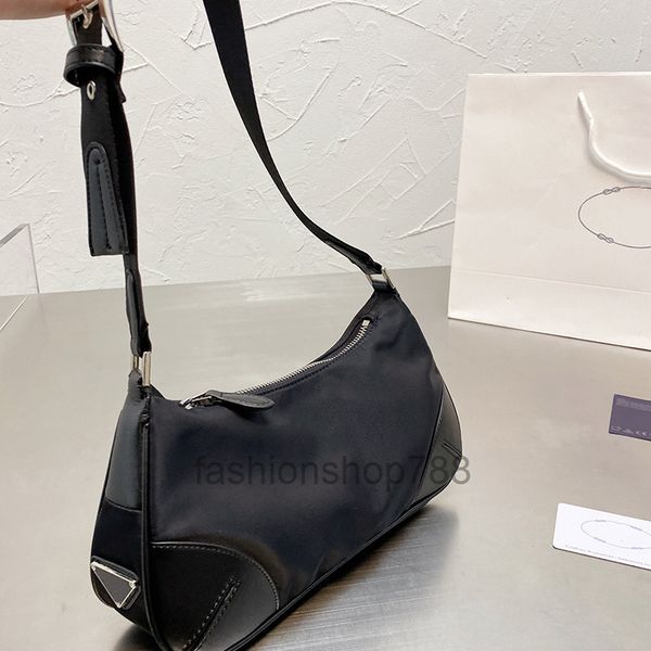 

black p nylon bag underarm bag italy milano brand shoulder bags waterproof material patchwork crossbody handbags woman shopping purse