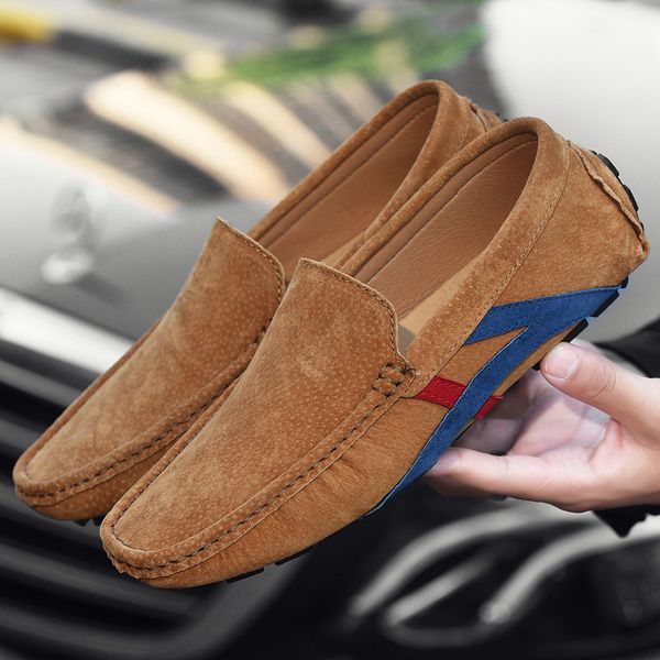 

leather shoes autumn 2022 brown light breathable wear-resistant shock-absorbing non slip soft sole easy to wear suitable for men to drive, Red;white