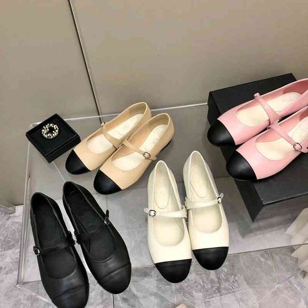 

dress shoes small fragrance mary jane shoes spring and summer one line buckle flat french grandma single women, Black