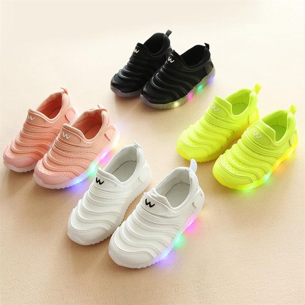 

2021 led light casual sneakers girls sports shoes baby boy breathable non-slip children's shoe whole2770, Black;red