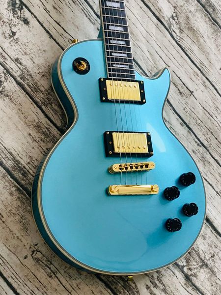 

quality blue electric guitarbone nutsmall pin bridge one piece body&neck