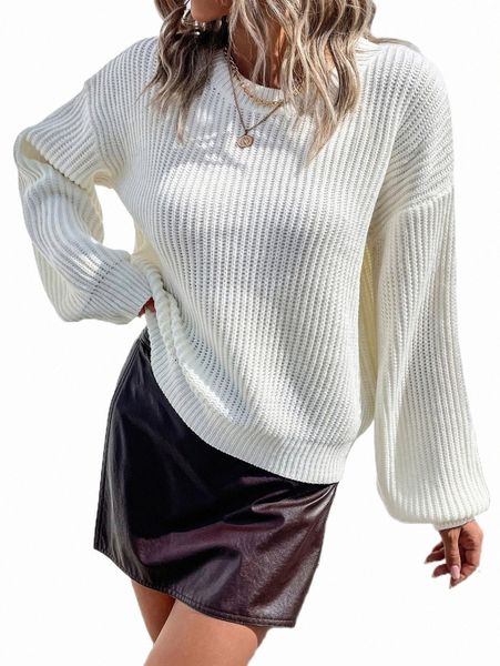 

women's sweaters drop shoulder ribbed knit sweater 54ct#, White;black