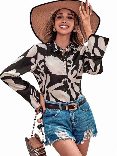 

women's blouses & shirts graphic print button front shirt s2z0#, White