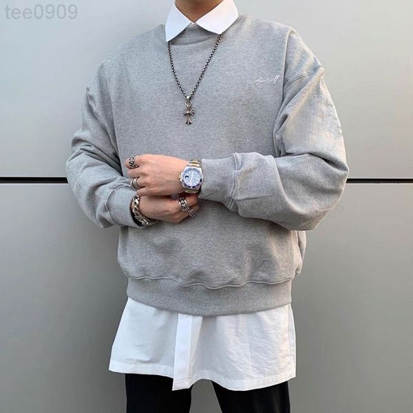 

hoodies embroidered letter grey sweater high street american casual loose couple coat, Black