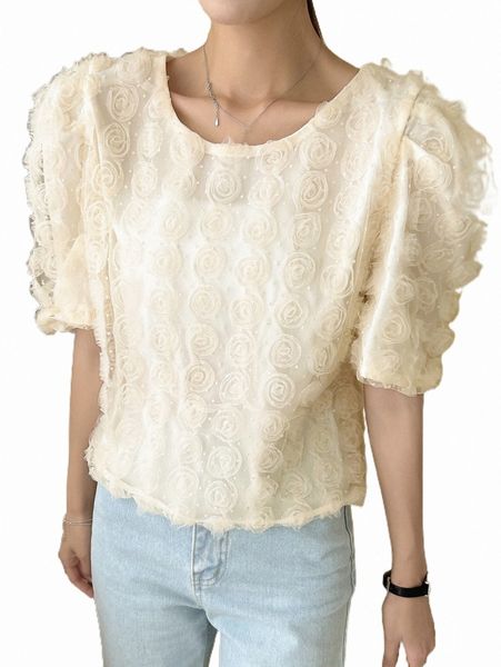 

women's blouses & shirts dazy solid puff sleeve blouse r1gc#, White