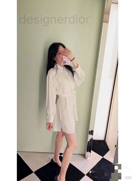 

casual dresses designer p's 22 spring / summer new product long sleeve shirt skirt stitching and crimping design falling shoulder lapel, Black;gray