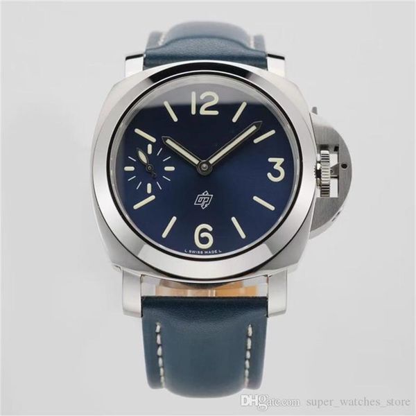 

hw factaory pam1085 montre de luxe mens watches 44mm 6000 manual mechanical movement aisi 316l fine steel watch leather strap wris282y, Slivery;brown