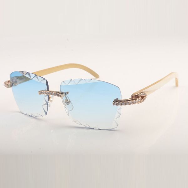 

endless diamond buffs sunglasses 3524029 with pure white or black buffalo horns and 58mm cut lenses thickness 3.0mm, White;black