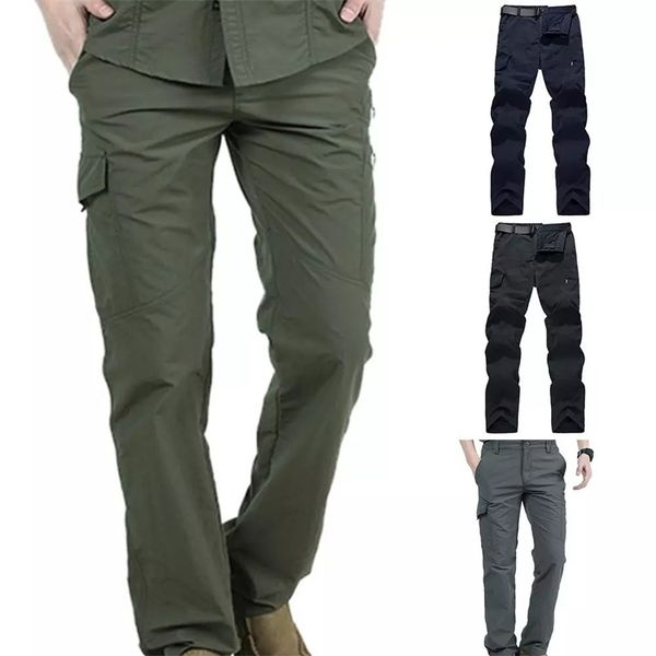 

men's pants fashion men outdoor climbing hiking clothing for multi-pockets solid quick dry streetwear fit male tactical long pants trou, Black