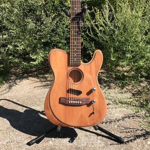 

electric guitar custom shop acoustasonic tele natural hollow body spurce deep c mahogany neck chrome hardware vintage tuners