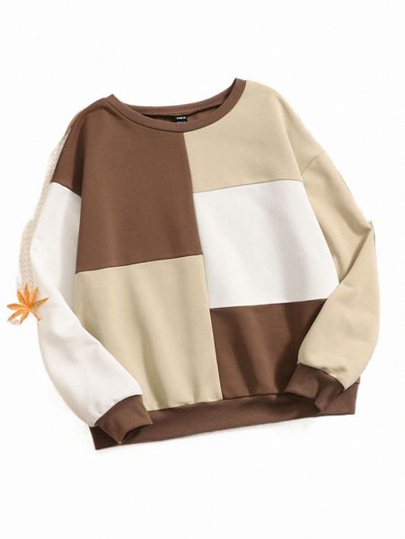 

women's hoodies & sweatshirts colorblock drop shoulder sweatshirt v6ik#, Black