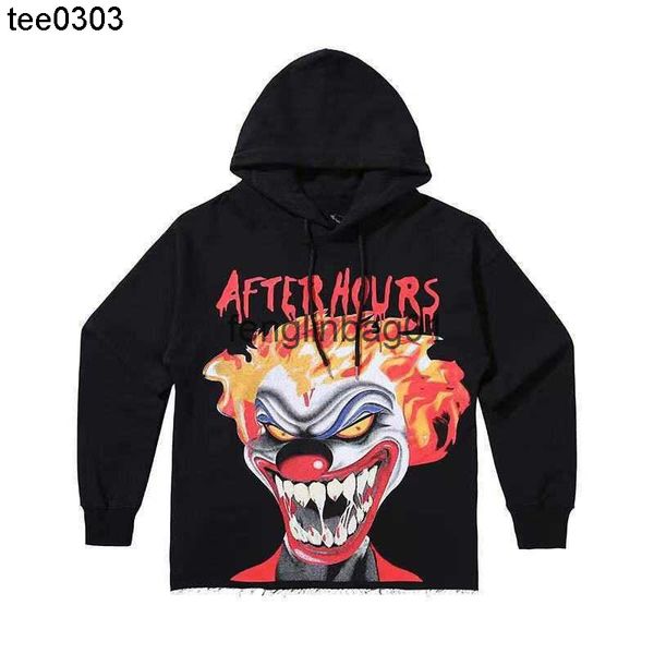 

trendy vloness hoodies clown head hairline big v terry hoodie loose street hip hop men's and women's trendy, Black