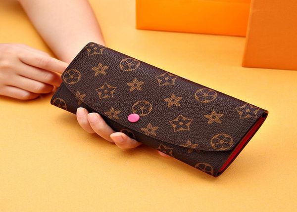 

ladie long wallet multicolor leather color business card case ladies classic zipper coin pocket standard wallets with box for wome, Red;black
