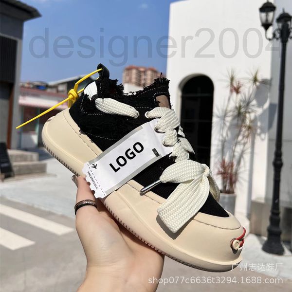 

boots designer open mouth smile canvas shoes sr tan jianci same men's and women's niche thick soles versatile reverse lace up coup, Black