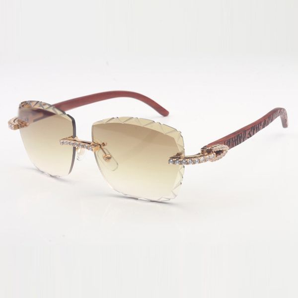

endless diamond sunglasses 3524028 with natural tiger wood legs and 58mm cut lens thickness 3.0mm, White;black