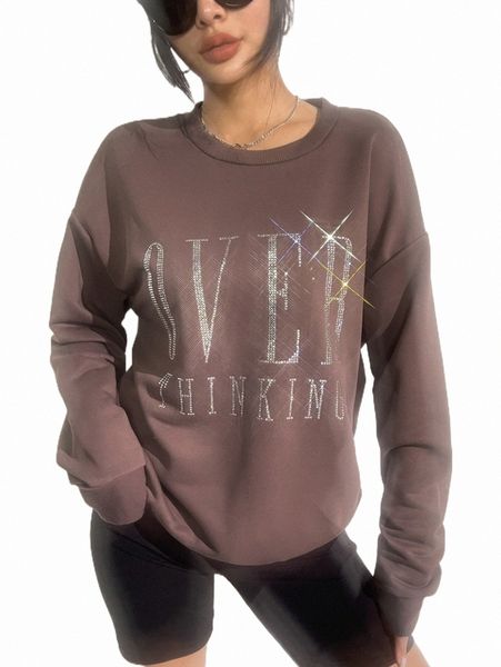

women's hoodies & sweatshirts slogan graphic drop shoulder sweatshirt 76ct#, Black
