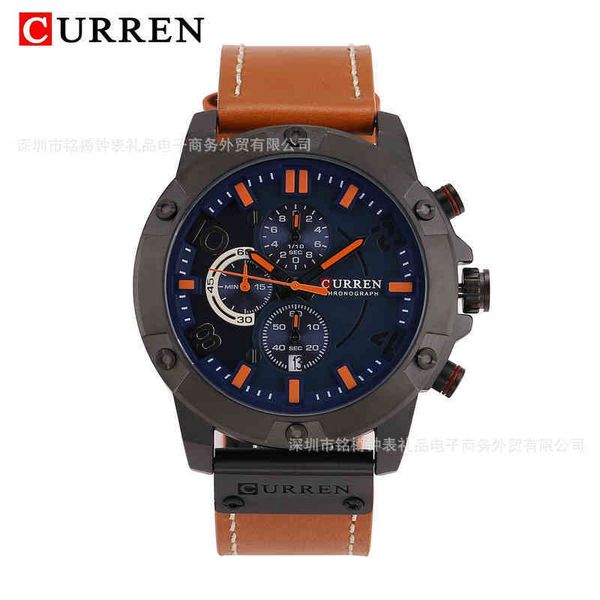 

wristwatches 8285 quartz men's belt calendar sports leisure watch 220907, Slivery;brown