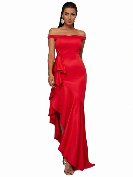 

casual dresses missord off shoulder ruffle trim prom dress r8rl#, Black;gray