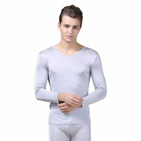 

men's thermal underwear men's thermal underwear real silk knitting thin long johns for men set warm thermo lingerie pajamas suit w, Black;white