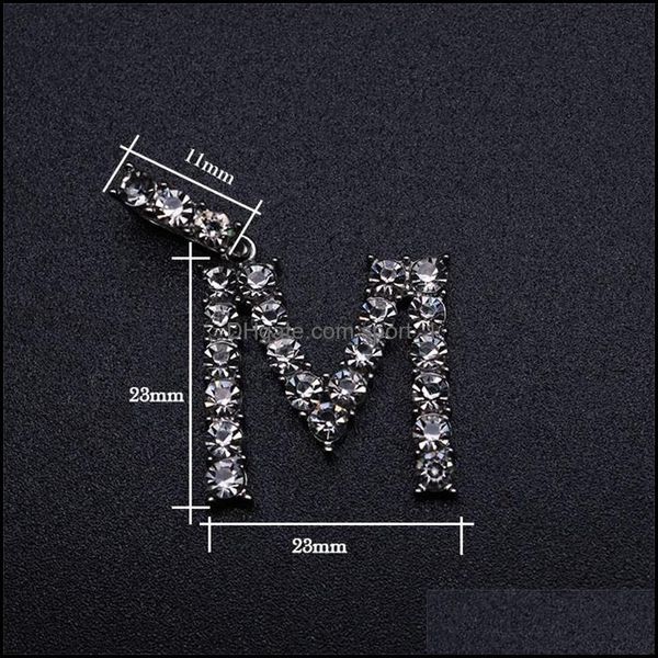 

pendant necklaces pendant crystal iced out chain initial necklace 45cm length letter women men rock hip hop bling jewelry 26 sport1 dhcdj, Silver