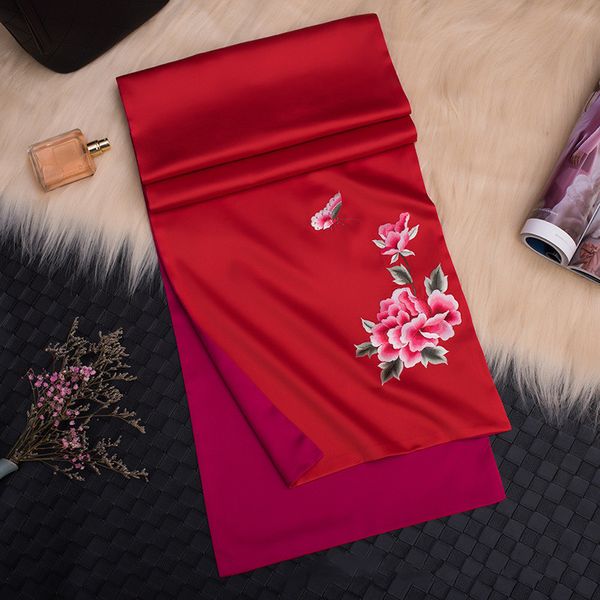 

embroidered scarf su embroidered silk multifunctional shawl scarf, Blue;gray