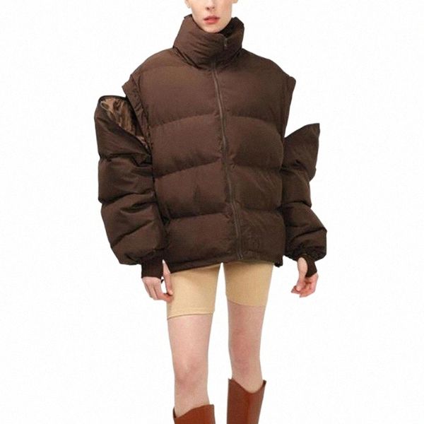 

women's down & parkas women's down & parkas novalya winter thick solid women fashion loose warm coats elegant detachable sleeves c, Black