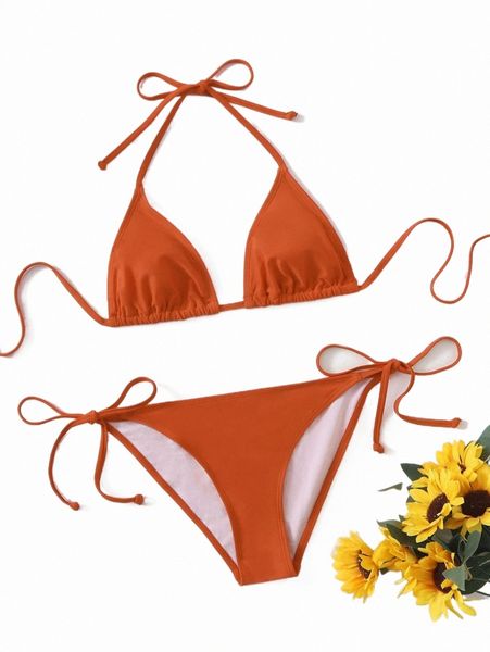 

women's swimwear triangle tie side bikini swimsuit o1ws#, White;black
