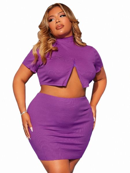 

plus size dresses sxy plus zip detail crop cami & bodycon skirt m6so#, Black