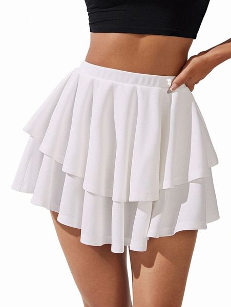 

skirts petite high waist layered hem skirt 2022 new t9qp#, Black