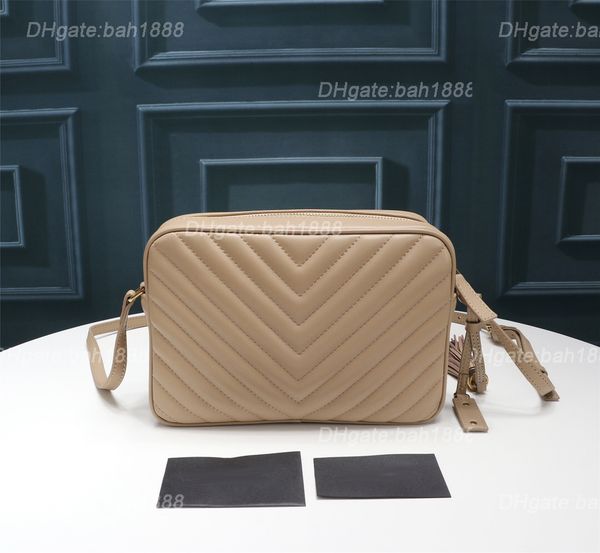 

luxury designer bag women's fashion sewing calfskin horizontal style square bags messenger tassel camera bag
