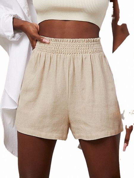 

women's shorts solid paperbag waist shorts 2022 new f26q#, White;black