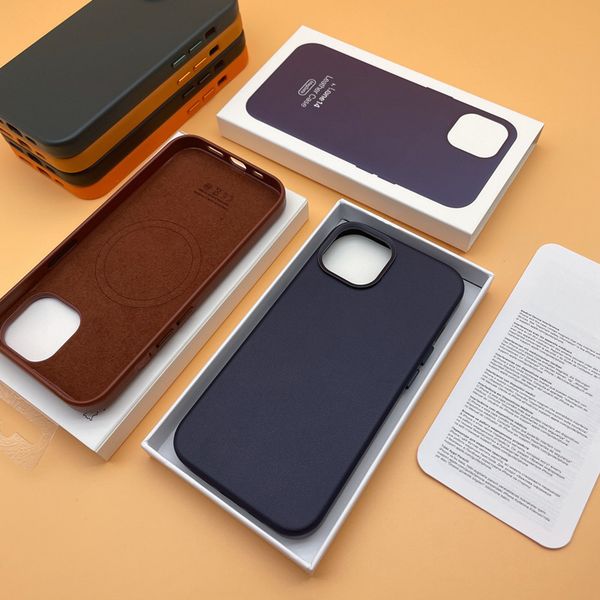 

official magnetic leather cell phone cases for iphone 14 pro max wireless charging protect covers with animation