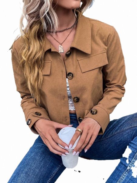 

women's jackets flap detail single breasted crop jacket f4ed#, Black;brown
