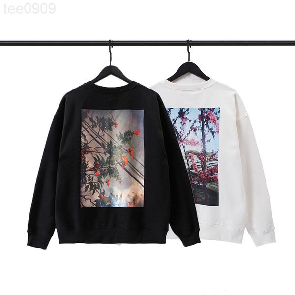 

2022 autumn new hoodies direct spray flower casual loose and women's round neck sweater batch, Black