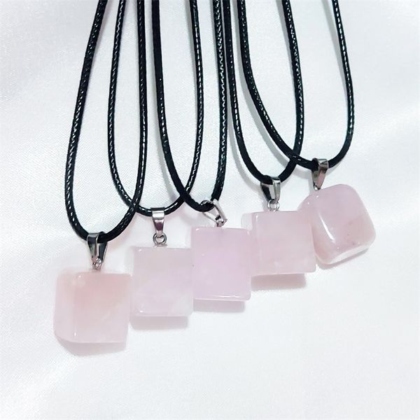 

natural crystal stone irregular square pendant energy healing gemstone charms amethyst necklace charms women jewelry, Silver