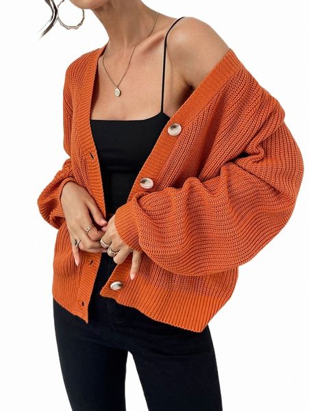 

women's sweaters button front drop shoulder cardigan 88zc#, White;black