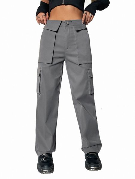 

women's pants & capris flap pocket side cargo pants r3u4#, Black;white