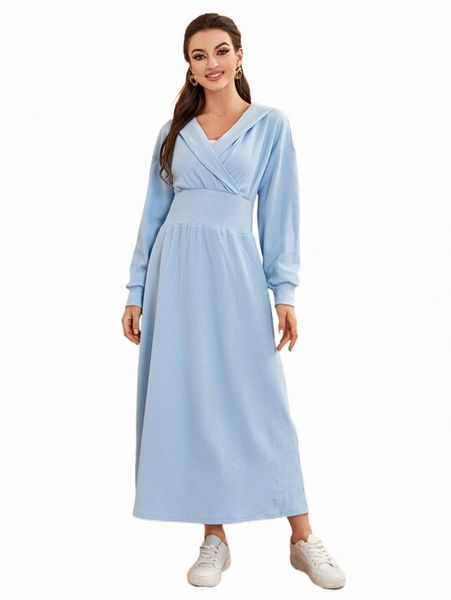 

women's hoodies & sweatshirts solid drop shoulder sweatshirt dress m3mj#, Black