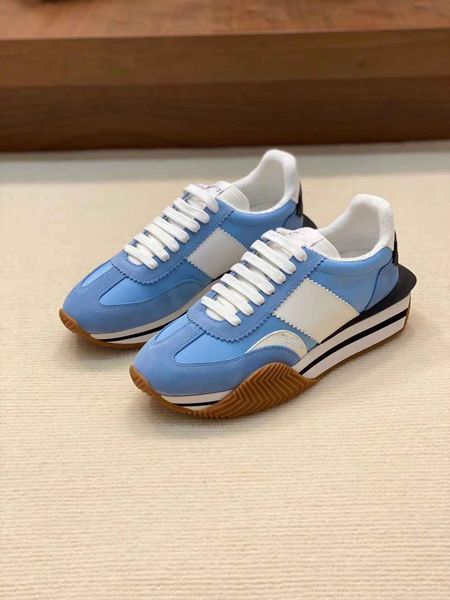 

brands famous james sneaker shoes men side stripe suede nylon skateboard walking chunky rubber sole lace up trainer eu38-46 shoebox, Black