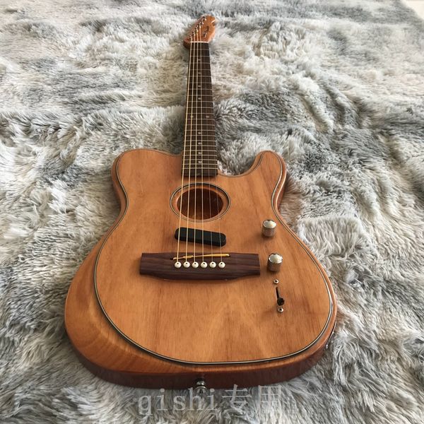 

electric guitar custom shop acoustasonic tele natural hollow body spurce deep c mahogany neck chrome hardware vintage tuners
