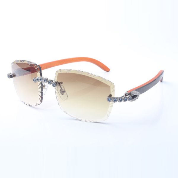 

blue bouquet diamond sunglasses 3524023 with orange wooden temples and 58mm cut lenses thickness 3mm, White;black