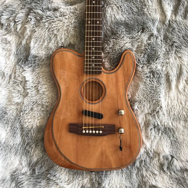 

in stock electric guitar custom shop acoustasonic tele natural hollow body spurce deep c mahogany neck chrome hardware vintage tuners