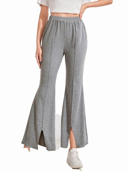 

women's pants & capris high waist split hem flare leg pants z5sq#, Black;white