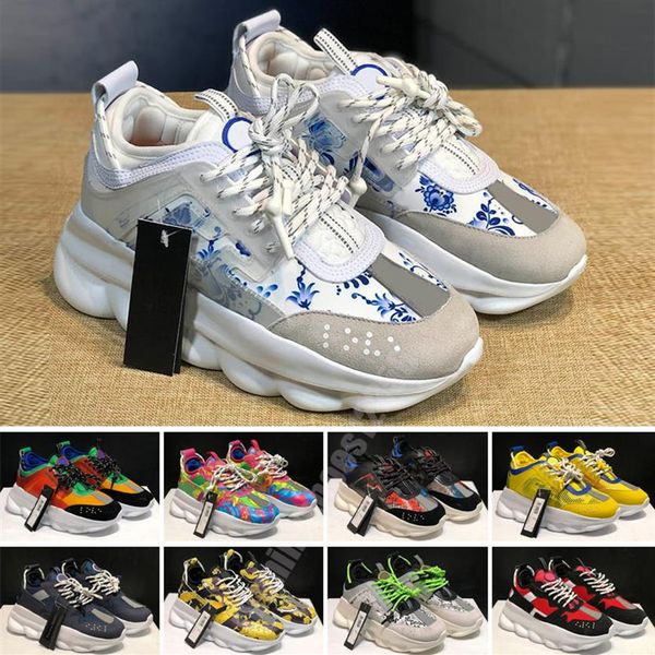

designer luxury italy casual shoes quality chain reaction wild jewels chain link trainer sneakers eur 36-45286h, Black;brown