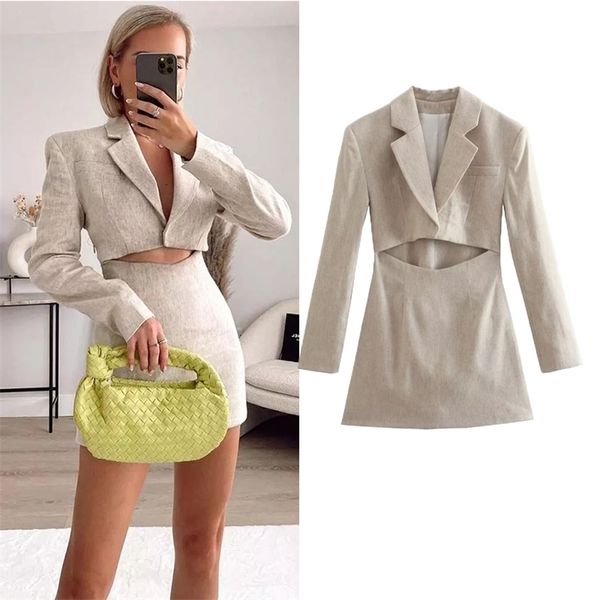 

casual dresses autumn women fashion suit elegant chic slim hollow youth office ladies 220906, Black;gray