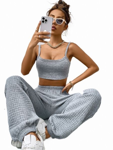 

two piece dress crop cami & sweatpants 2022 new c23y#, White